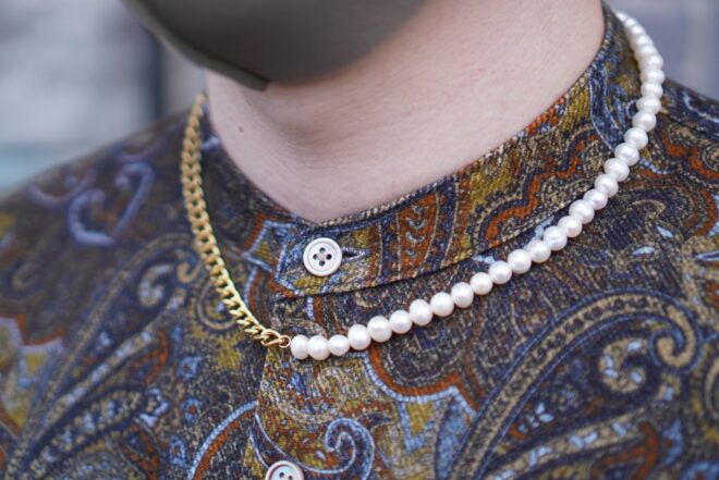 淡水パールネックレス着用
