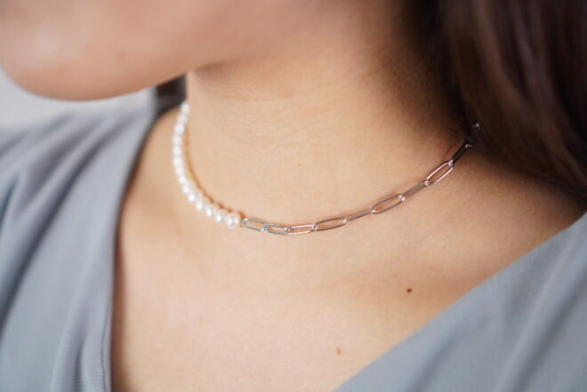 淡水パールネックレス着用